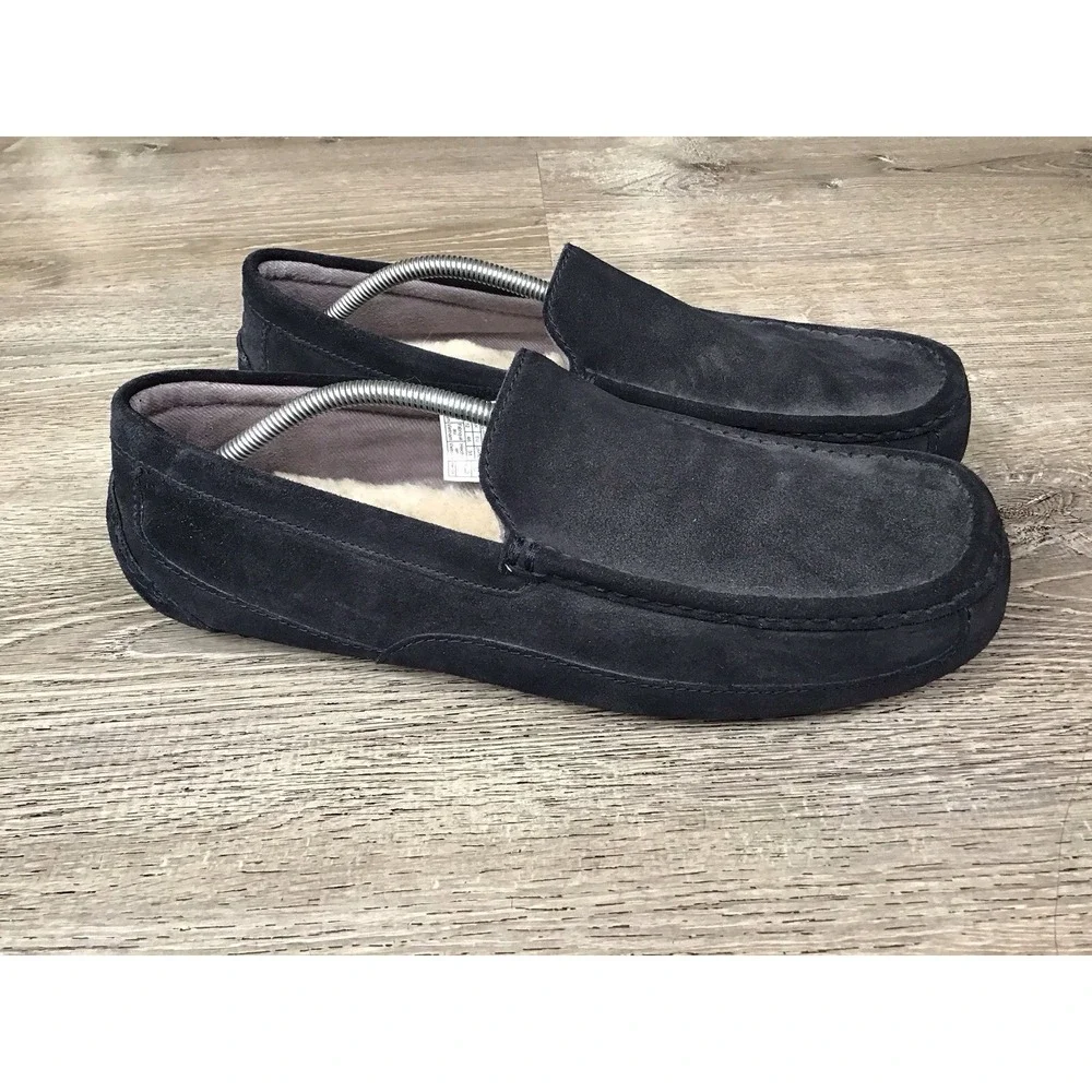 UGG Australia Mens Size 13 Alder Navy Blue Suede Moccasin Slippers Shoes 1003419